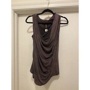 HEYNE BOGUT Sleeveless Top Womens Medium Cowl Neck Hand Dyed Hand Printed Purple
